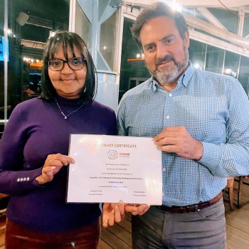 Wendy La Vita Founder Director Beautiful Life TCD and Dr Errol Norwitz Visionary Circle Member.