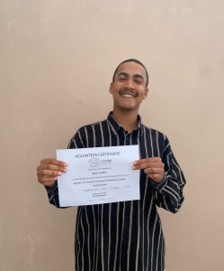 Volunteer Certificate Awarded to Blaine Jantjies